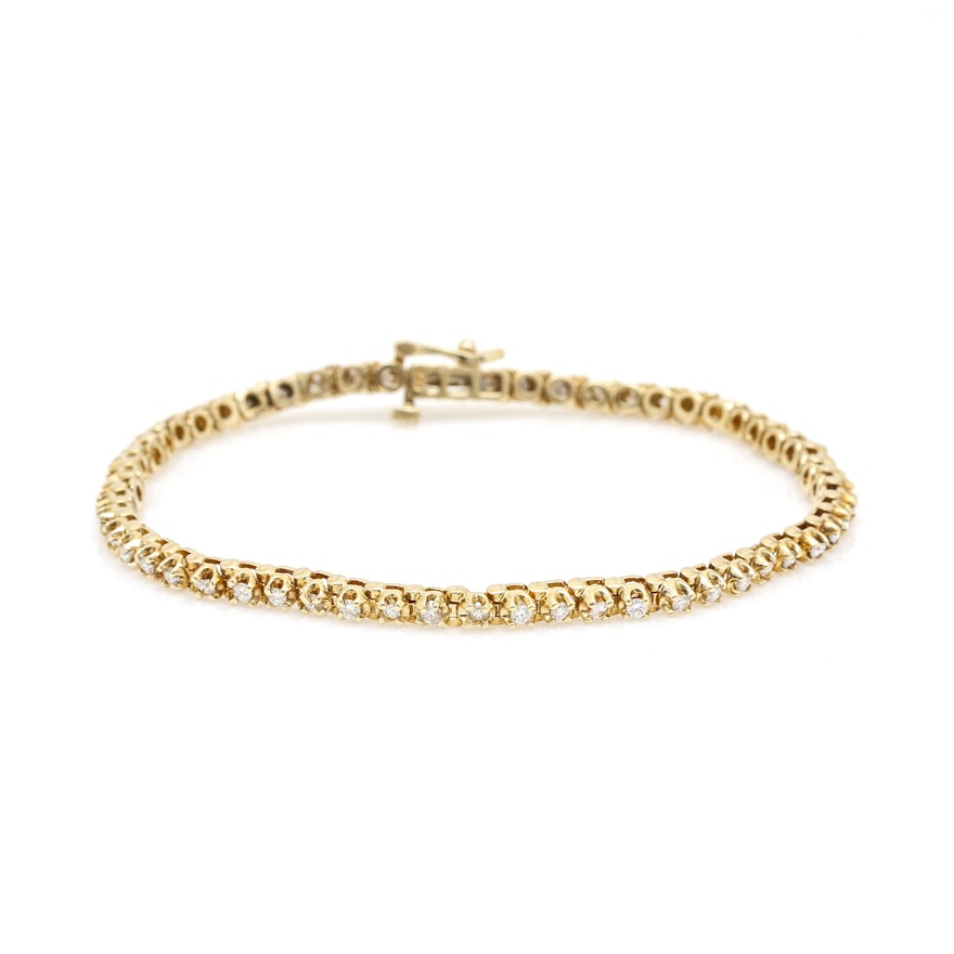 14K Yellow Gold 1.28 CTW Diamond Tennis Bracelet