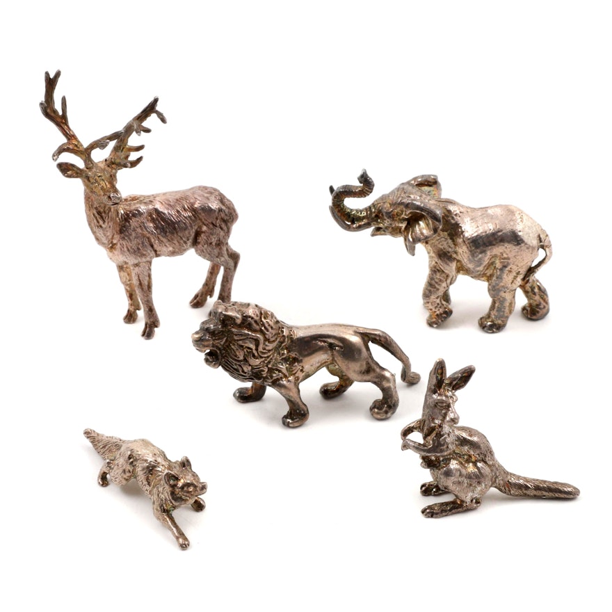 1980s English London Sterling Silver Animal Figurines