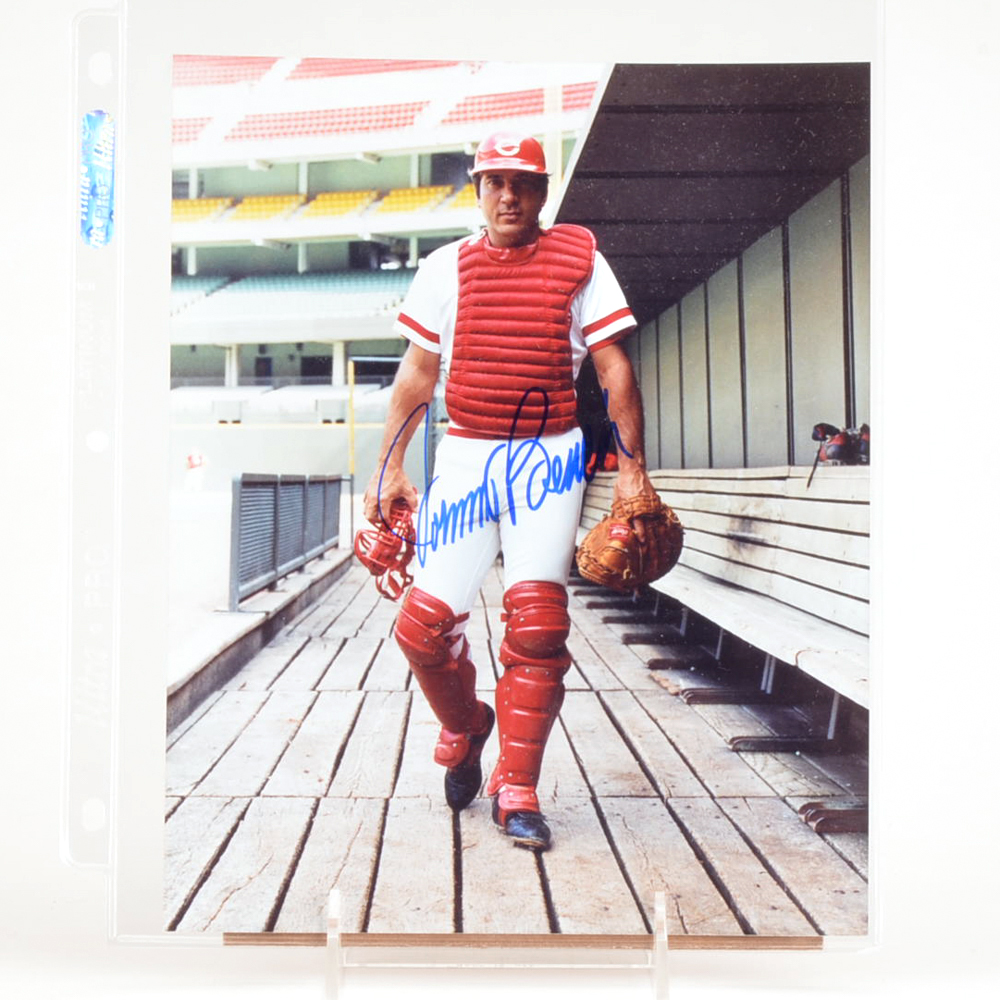 Hall Of Fame Catcher Johnny Bench Signed Cincinnati Reds Photo