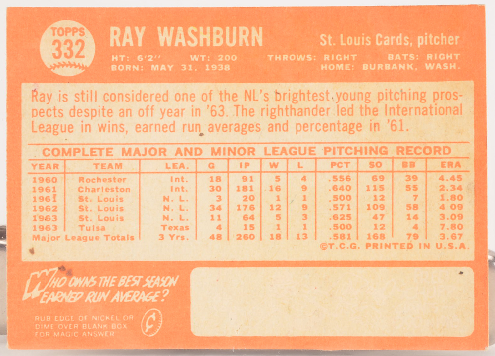 Fifty-Four 1964 Topps Baseball Cards