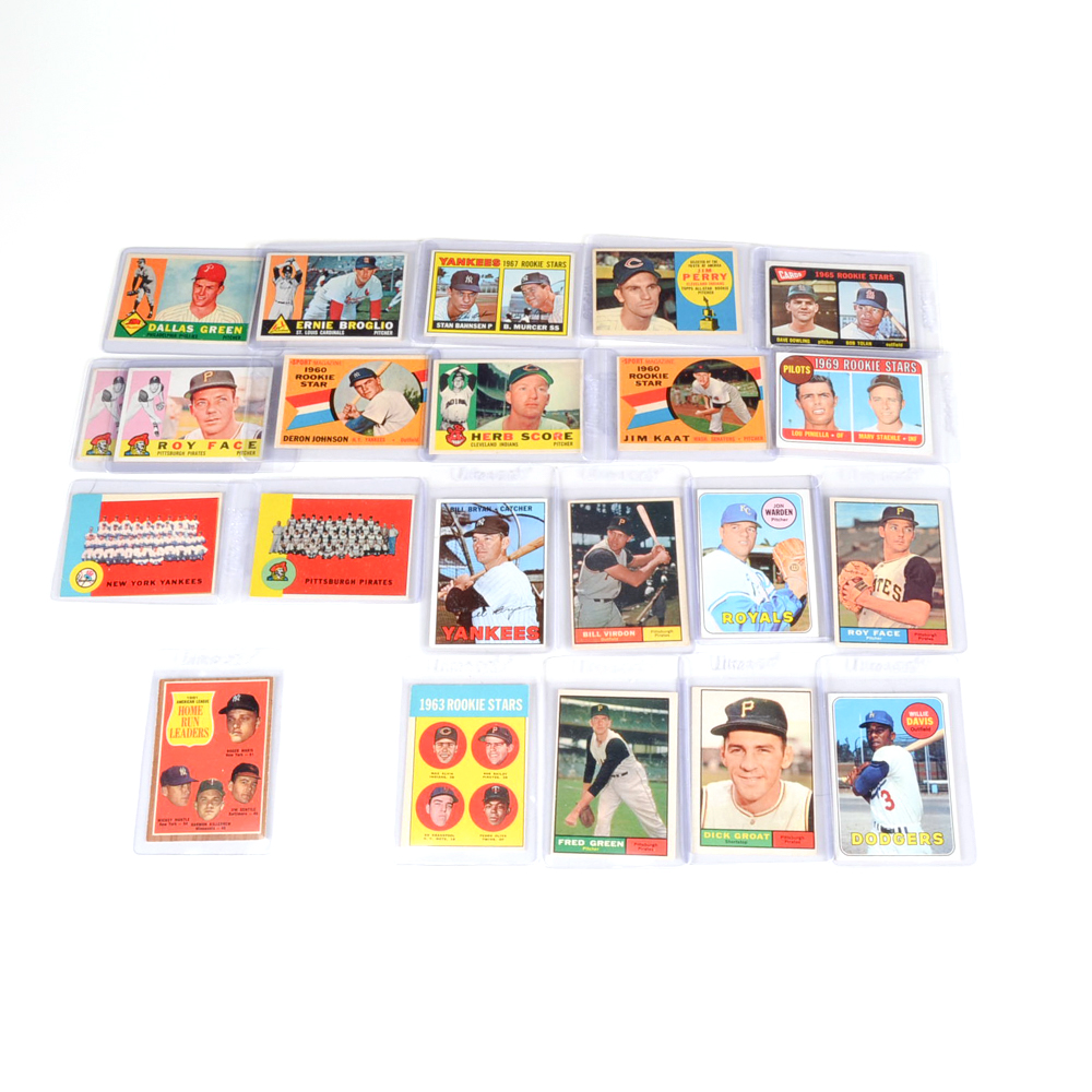 Twenty-Two 1960s Topps Baseball Cards With Mantle/Maris