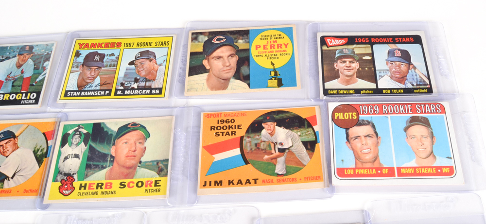 Twenty-Two 1960s Topps Baseball Cards With Mantle/Maris