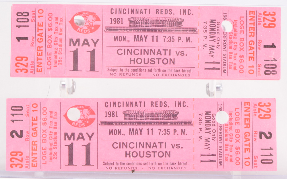 Vintage Reds Tickets/Stubs and J. Robinson First Day Postal Cover