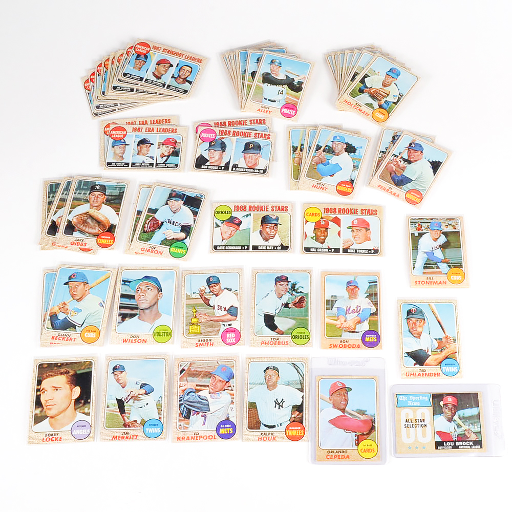Fifty-Two 1968 Topps Baseball Cards With Brock and Cededa