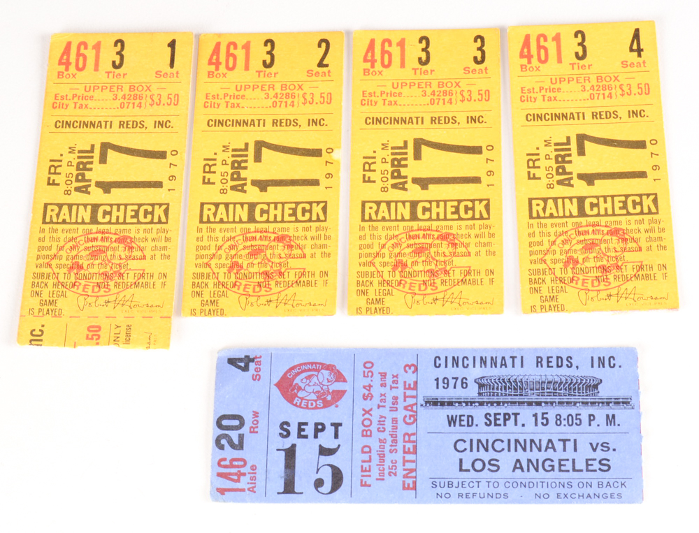 Vintage Reds Tickets/Stubs and J. Robinson First Day Postal Cover