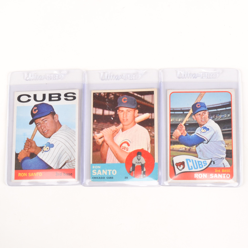 1963, 164, and 1965 Ron Santo Topps Baseball Cards