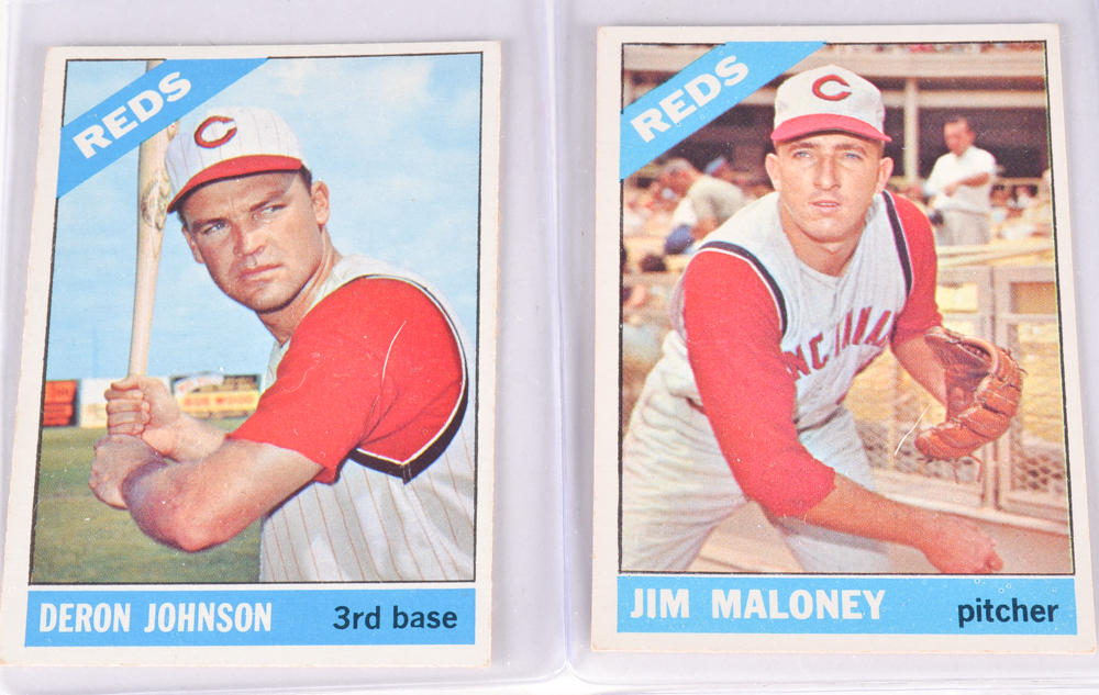 Thirteen 1966 Cincinnati Reds Topps Baseball Cards With Rose/Perez