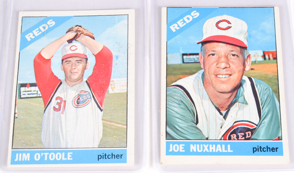 Thirteen 1966 Cincinnati Reds Topps Baseball Cards With Rose/Perez