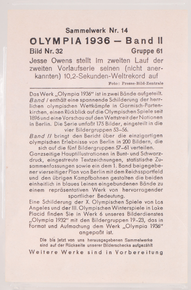 Jesse Owens 1936 Graded Card