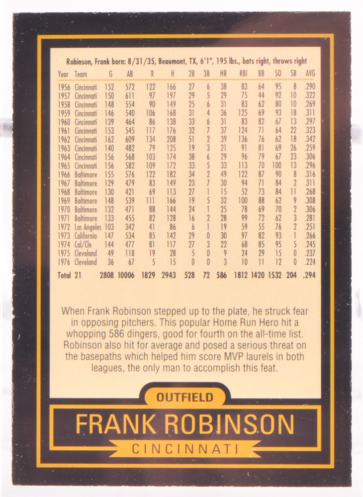 Seven 1999 Frank Robinson Cincinnati Reds