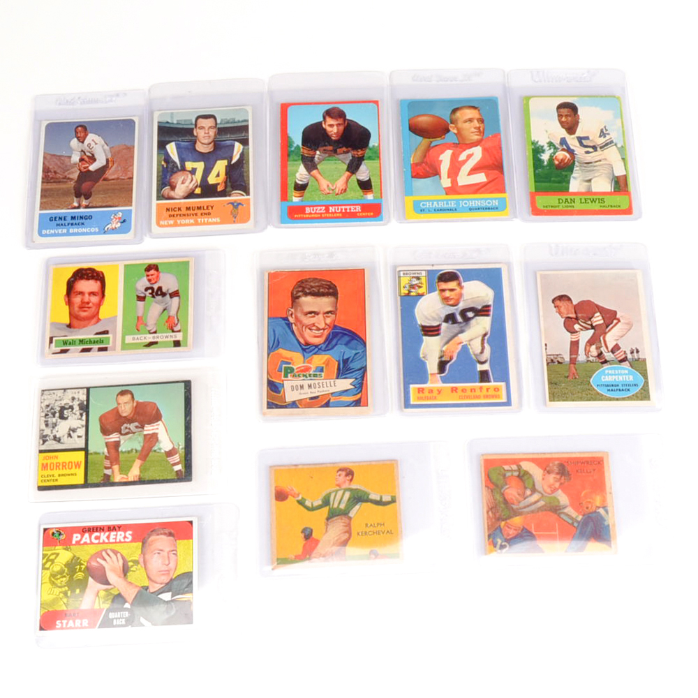 Thirteen Vintage Football Cards