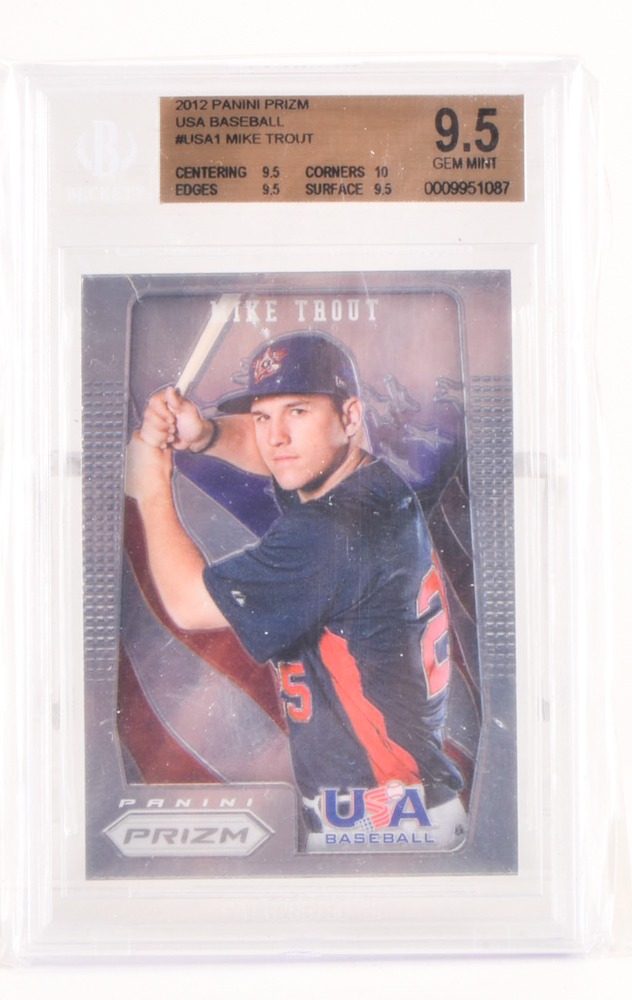 2012 Mike Trout Panini Prism Team USA 9.5 and SI Rookie Cards