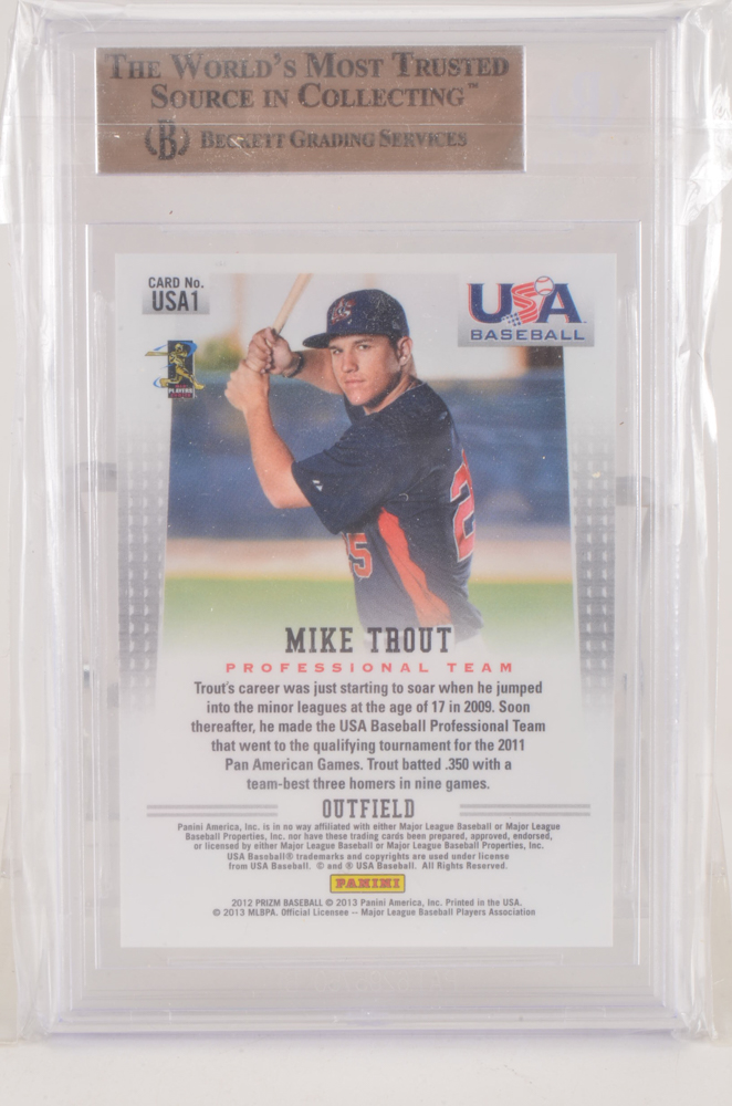 2012 Mike Trout Panini Prism Team USA 9.5 and SI Rookie Cards