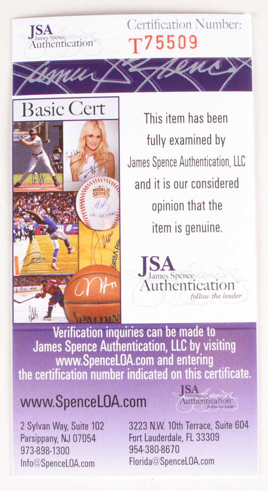 Red Grange Chicago Bears Hall Of Fame Signed Football Card JSA