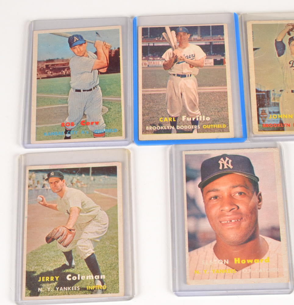 PRIORITY-Fifteen 1956 and 1957 Topps Baseball Cards