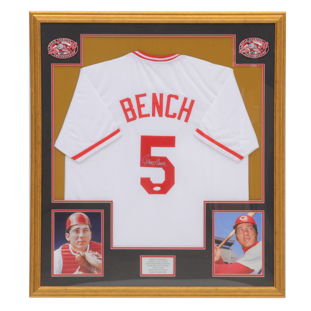 Johnny Bench Signed Jersey Display   COA