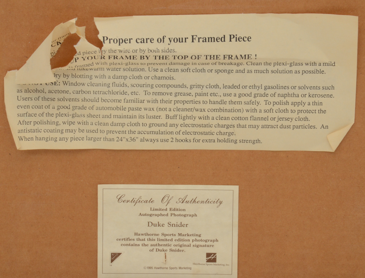 Duke Snider Signed Jersey  COA