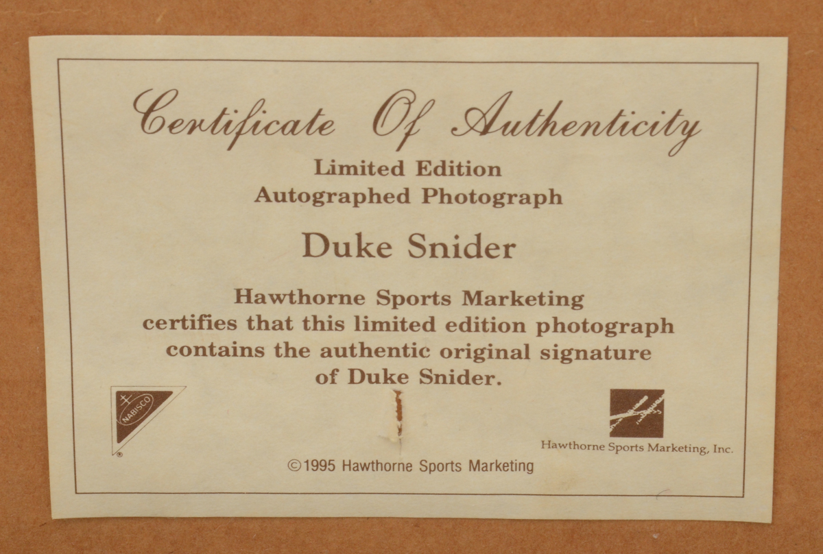 Duke Snider Signed Jersey  COA