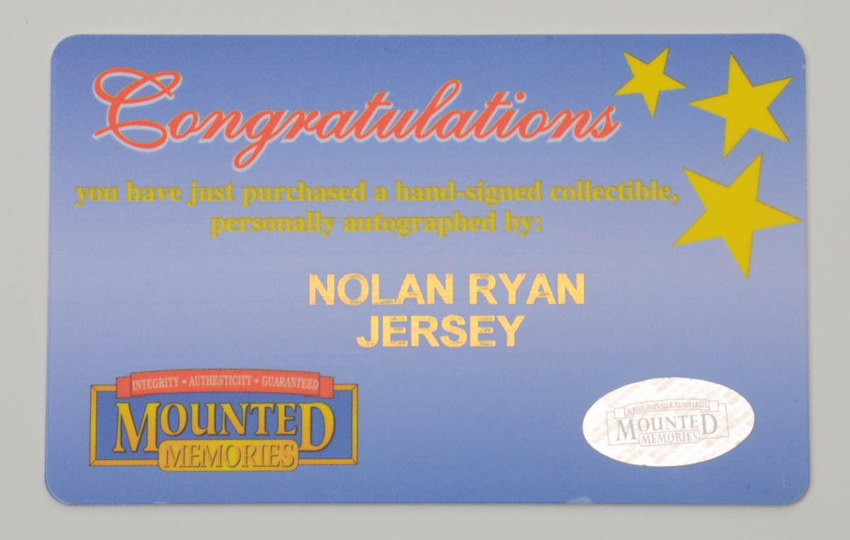 Nolan Ryan Signed Jersey  COA