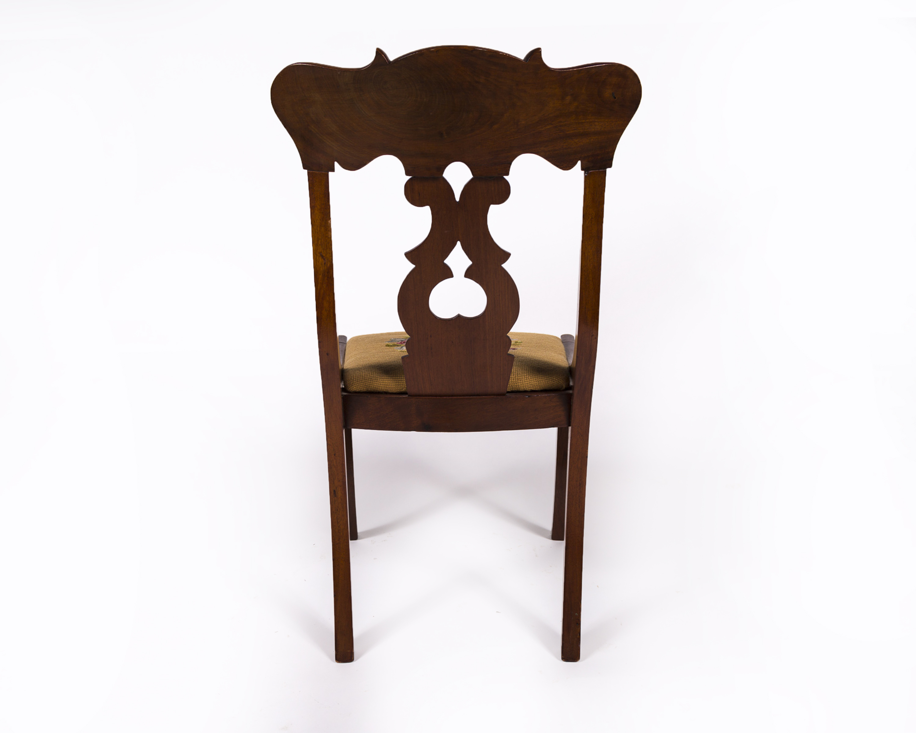 Queen Anne Style Mahogany Chair with Needlepoint Seat