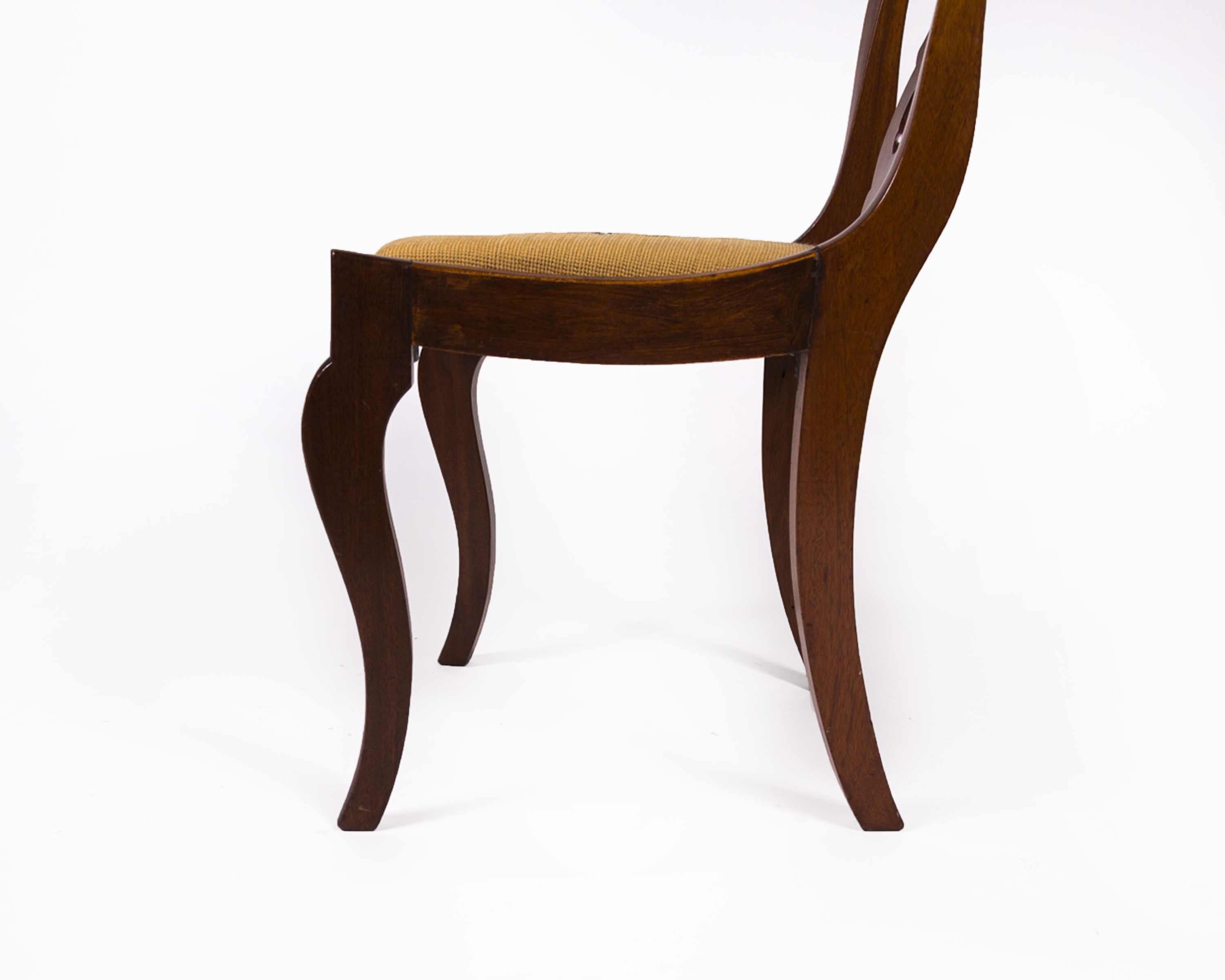 Queen Anne Style Mahogany Chair with Needlepoint Seat