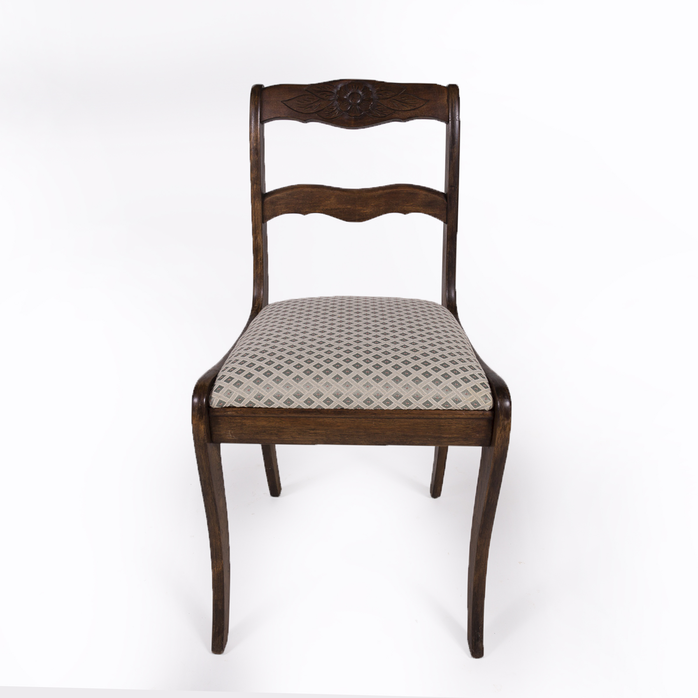 Set of Four Victorian Style Walnut Upholstered Dining Chairs