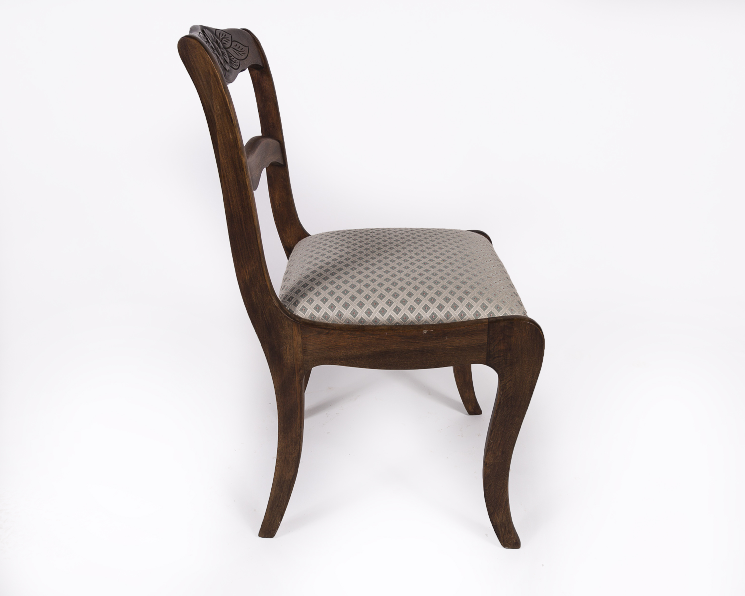 Set of Four Victorian Style Walnut Upholstered Dining Chairs