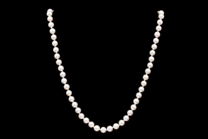 14K Yellow Gold and Akoya Pearl Necklace
