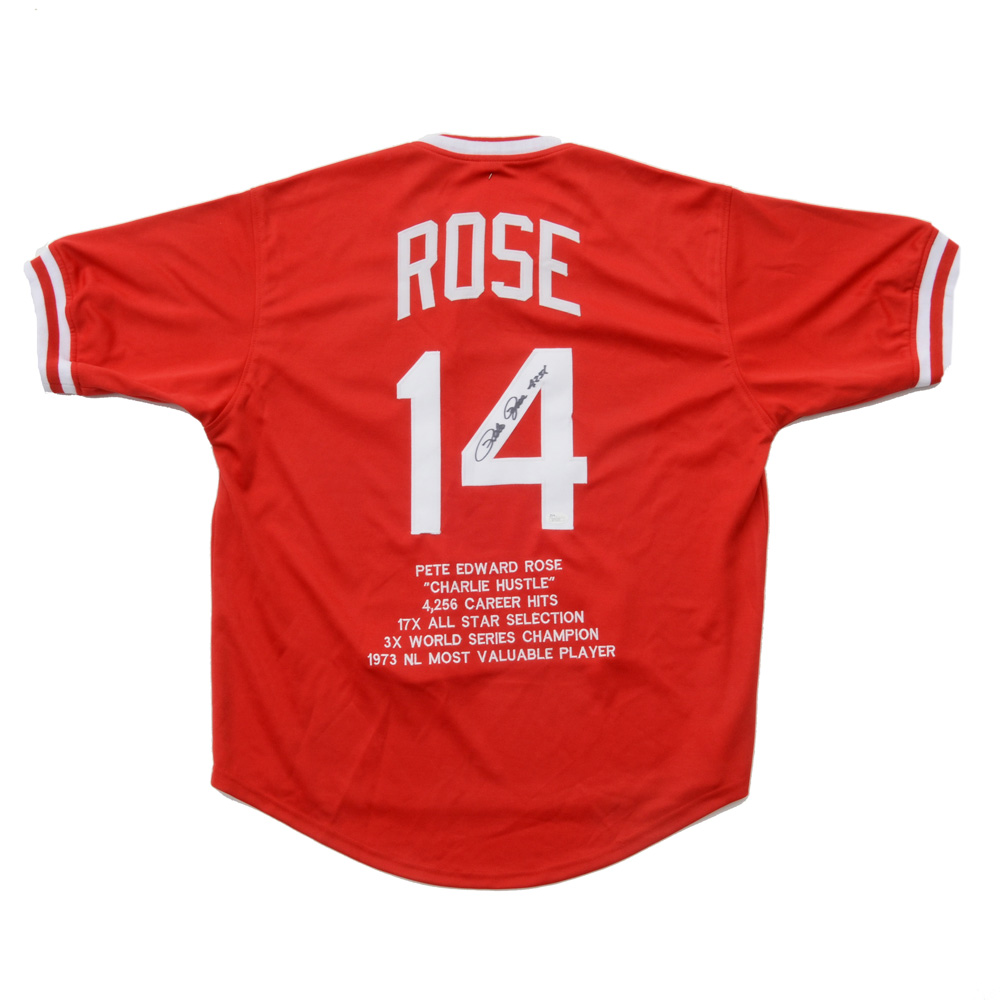 Pete Rose Signed "Stat" Jersey  COA
