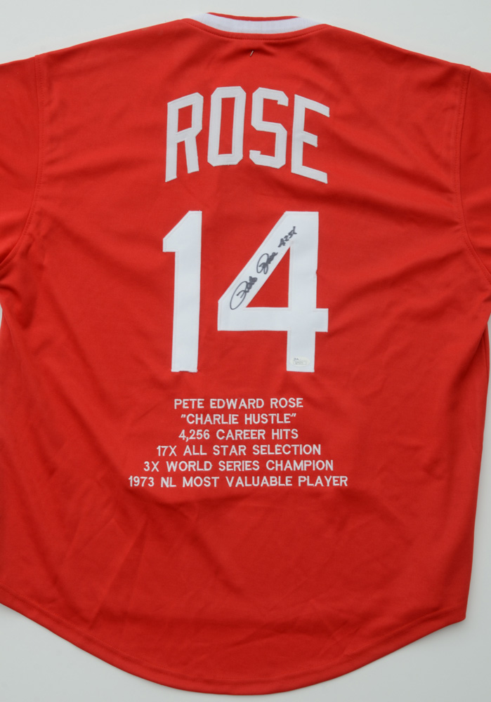 Pete Rose Signed "Stat" Jersey  COA