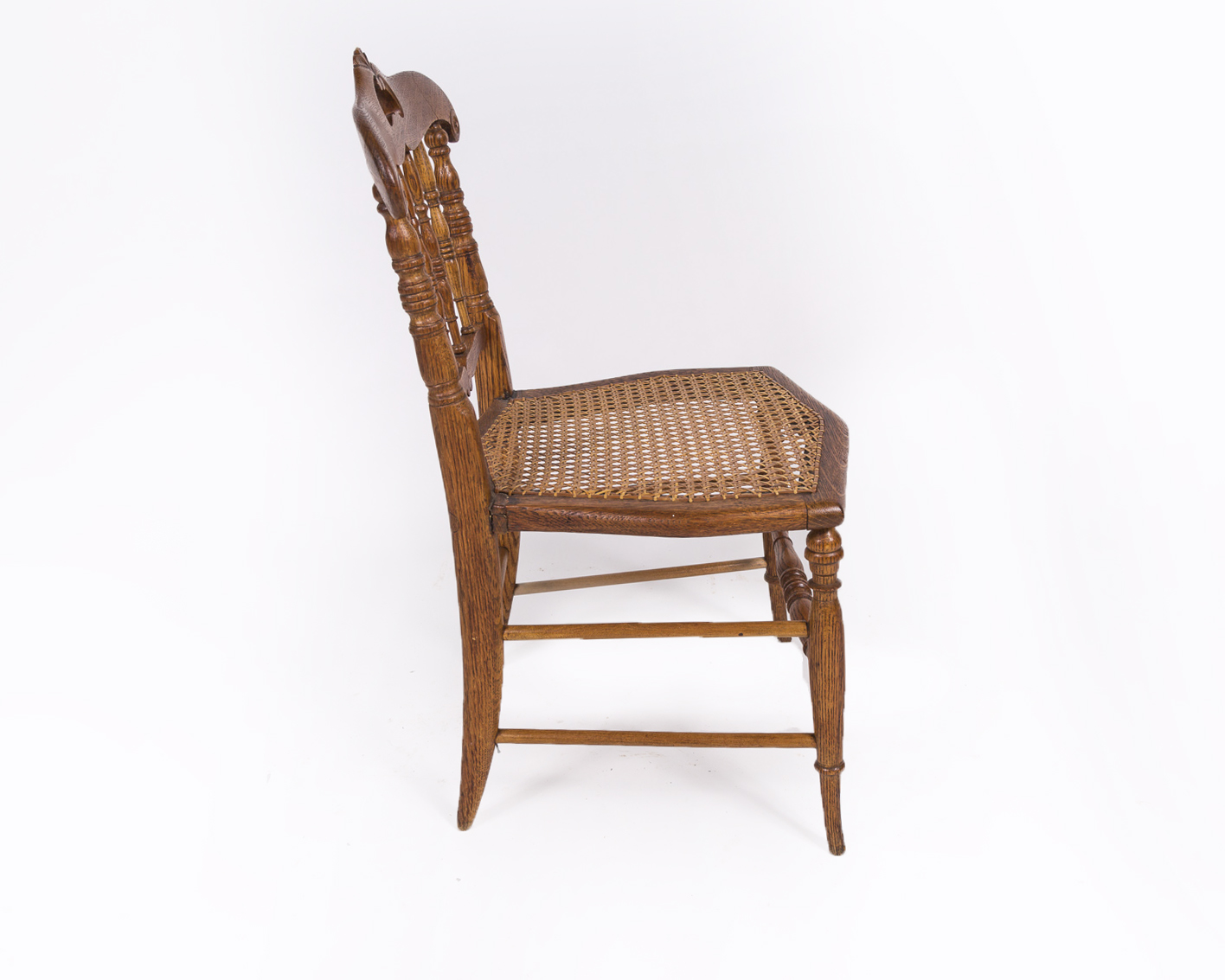 Vintage Oak Rattan Side Chair