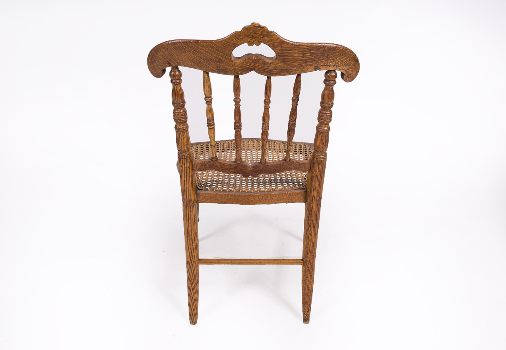 Vintage Oak Rattan Side Chair