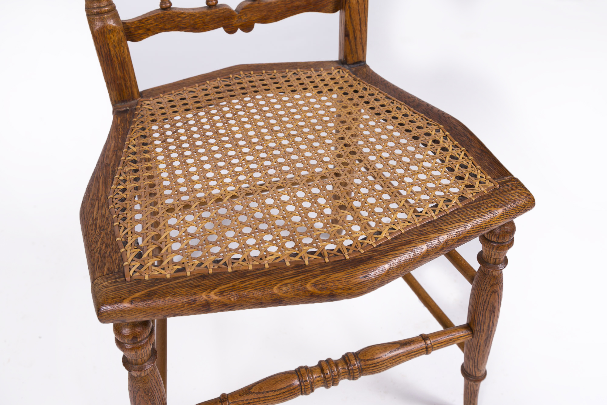 Vintage Oak Rattan Side Chair