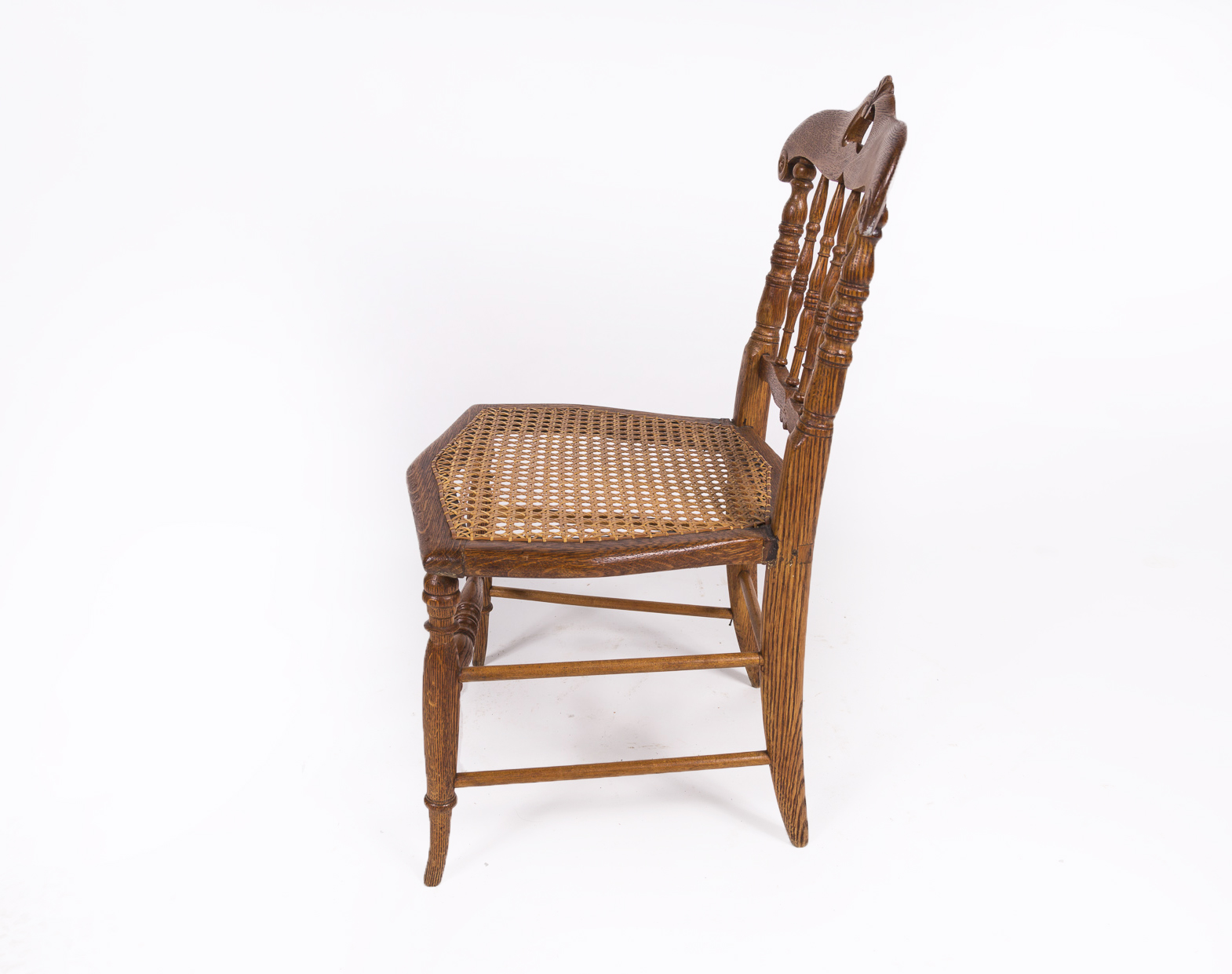 Vintage Oak Rattan Side Chair