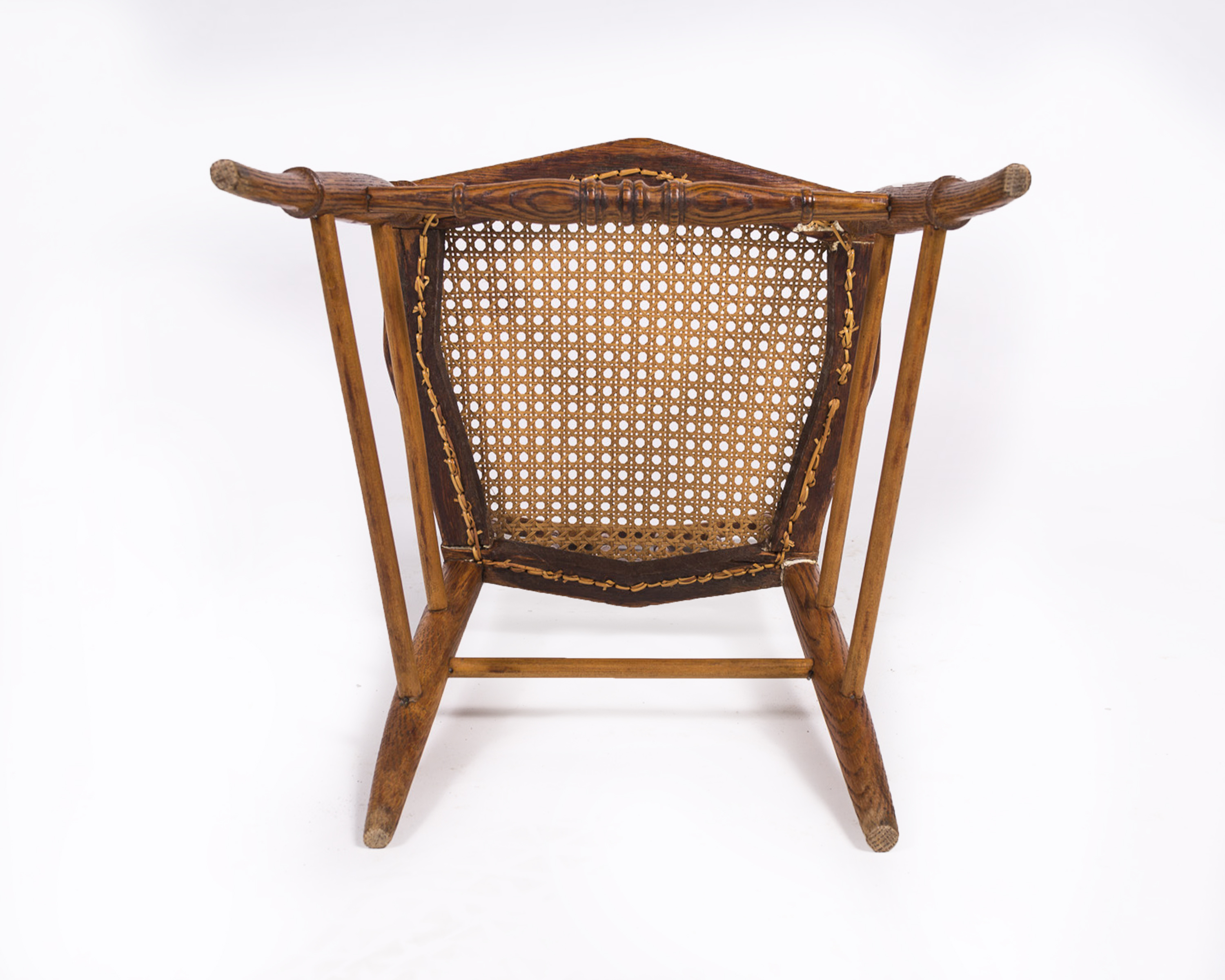 Vintage Oak Rattan Side Chair