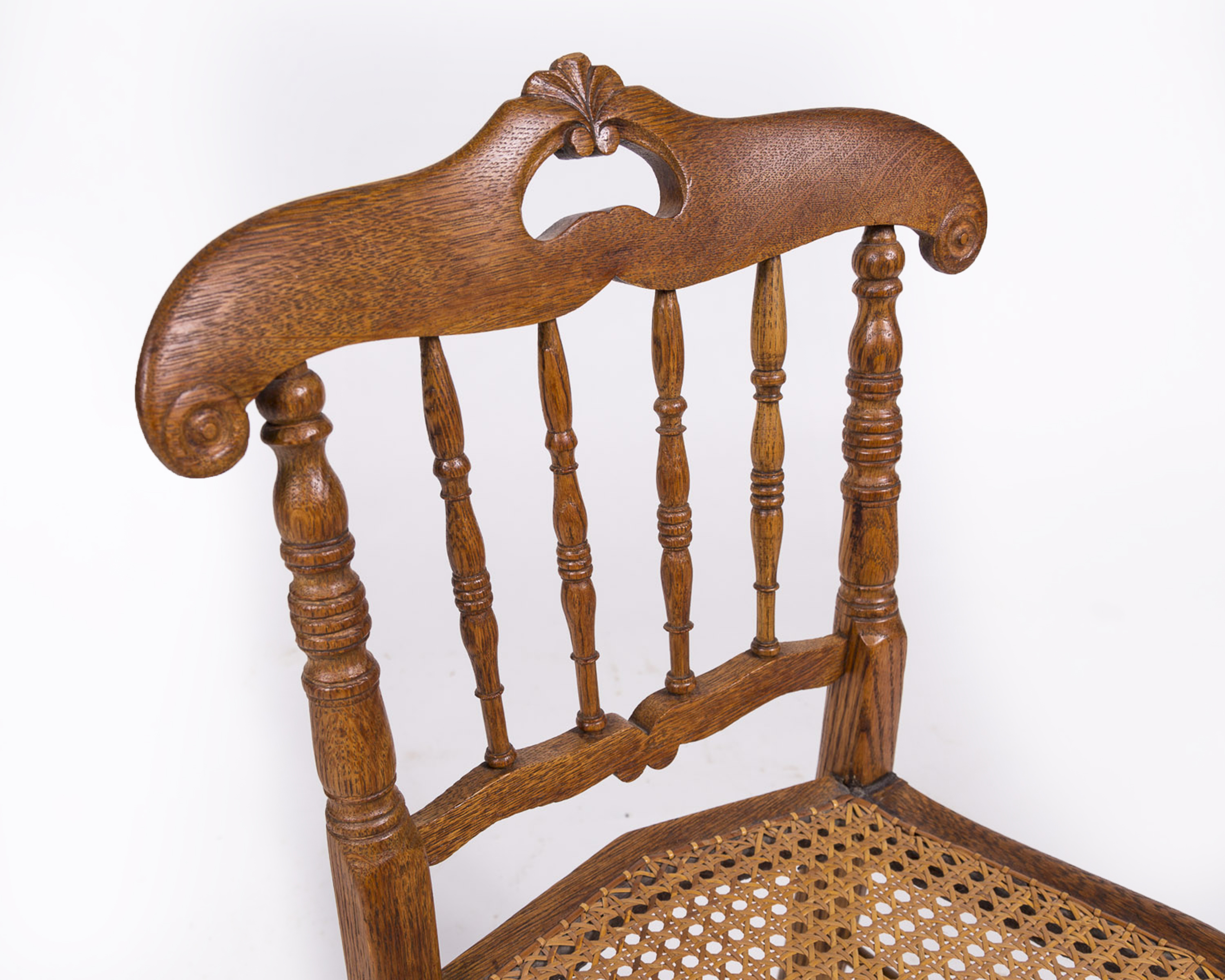 Vintage Oak Rattan Side Chair