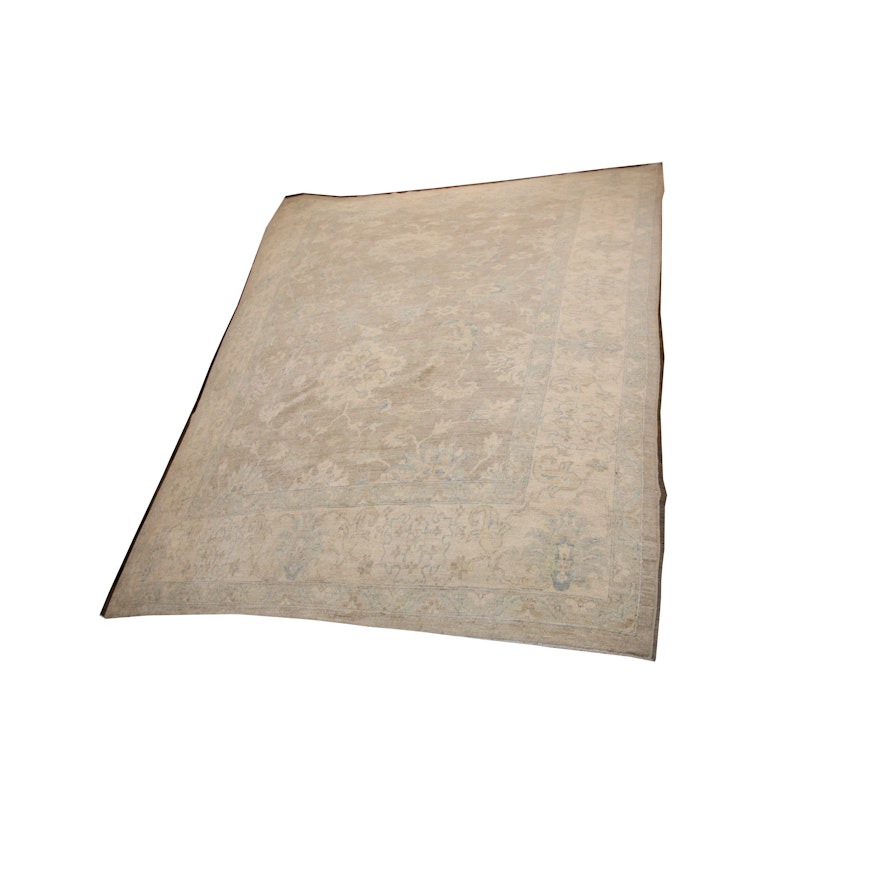 Large Hand-Knotted Peshawar Area Rug