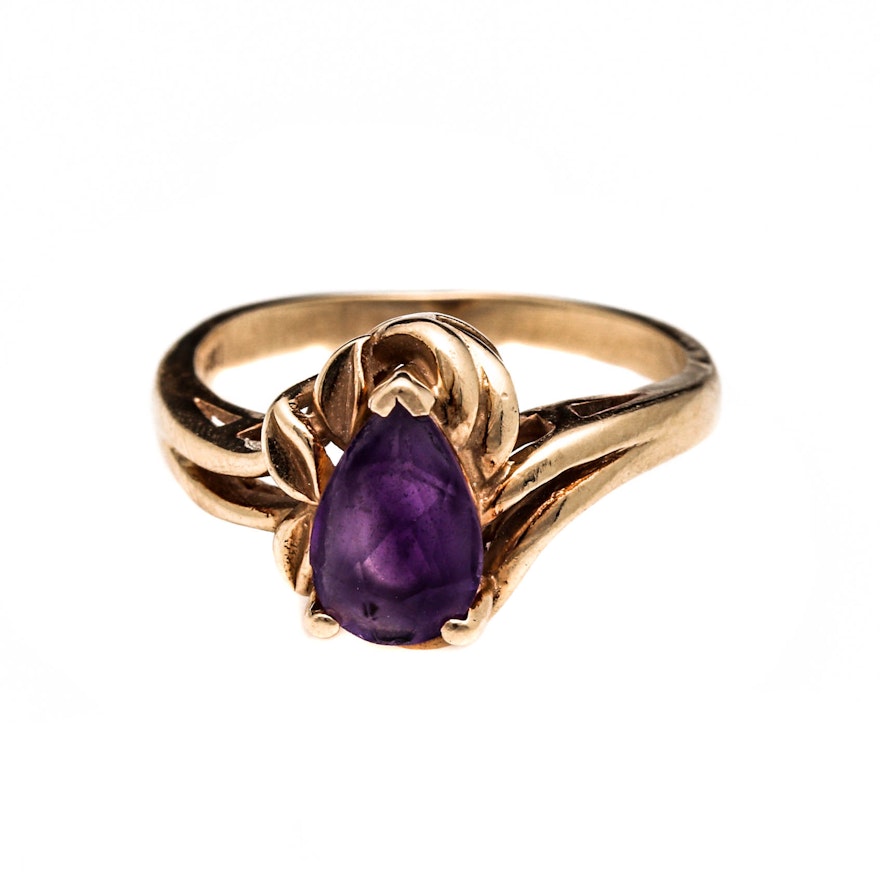 14K Yellow Gold Amethyst Ring