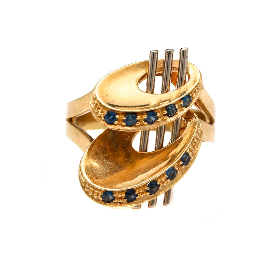 18K Yellow Gold Sapphire Ring