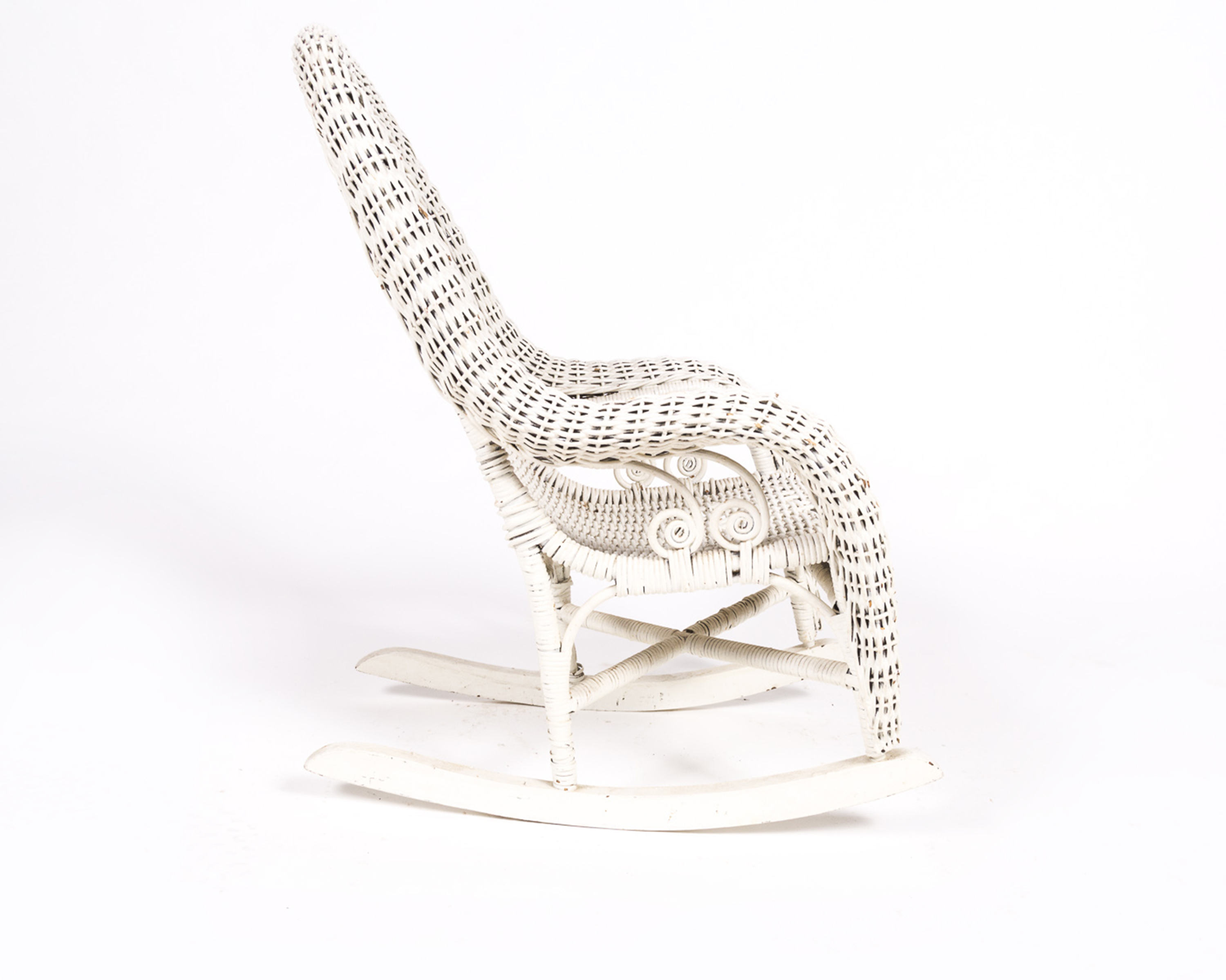 Childs White Wicker Rocking Chair