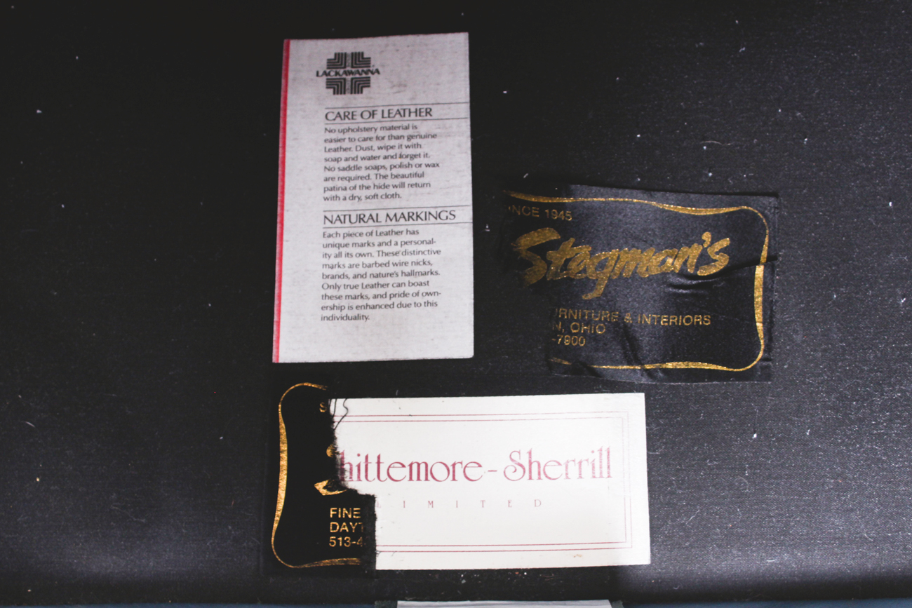 Stegman's Vintage Blue Leather Upholstered Wingback Armchair