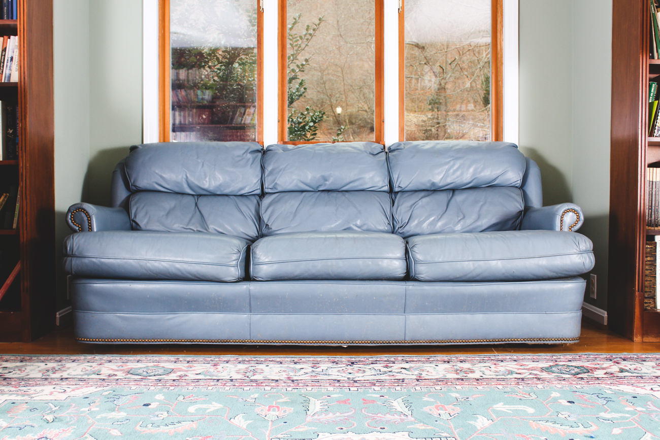 Stegman's Vintage Blue Leather Sofa