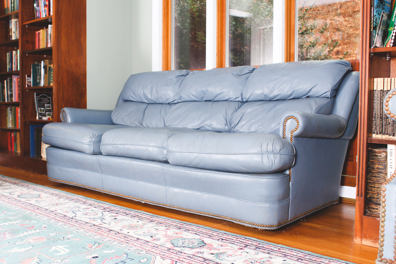 Stegman's Vintage Blue Leather Sofa