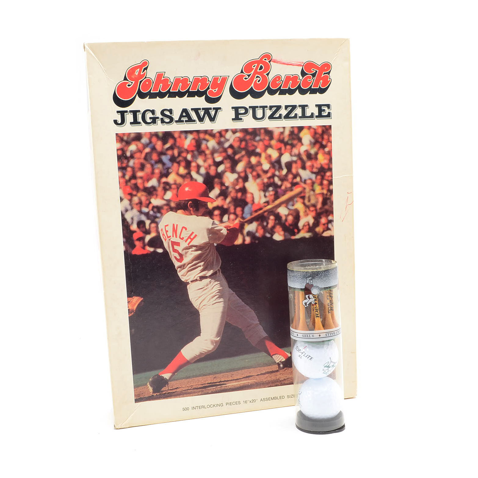 1972 Johnny Bench Jigsaw Puzzle With Sealed Golf Ball Container