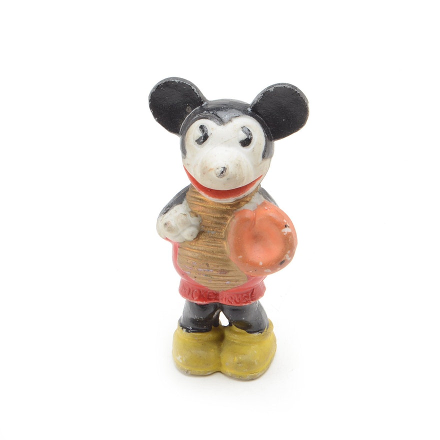 Antique Mickey Mouse "Pie Eyed" Bisque Baseball Figure
