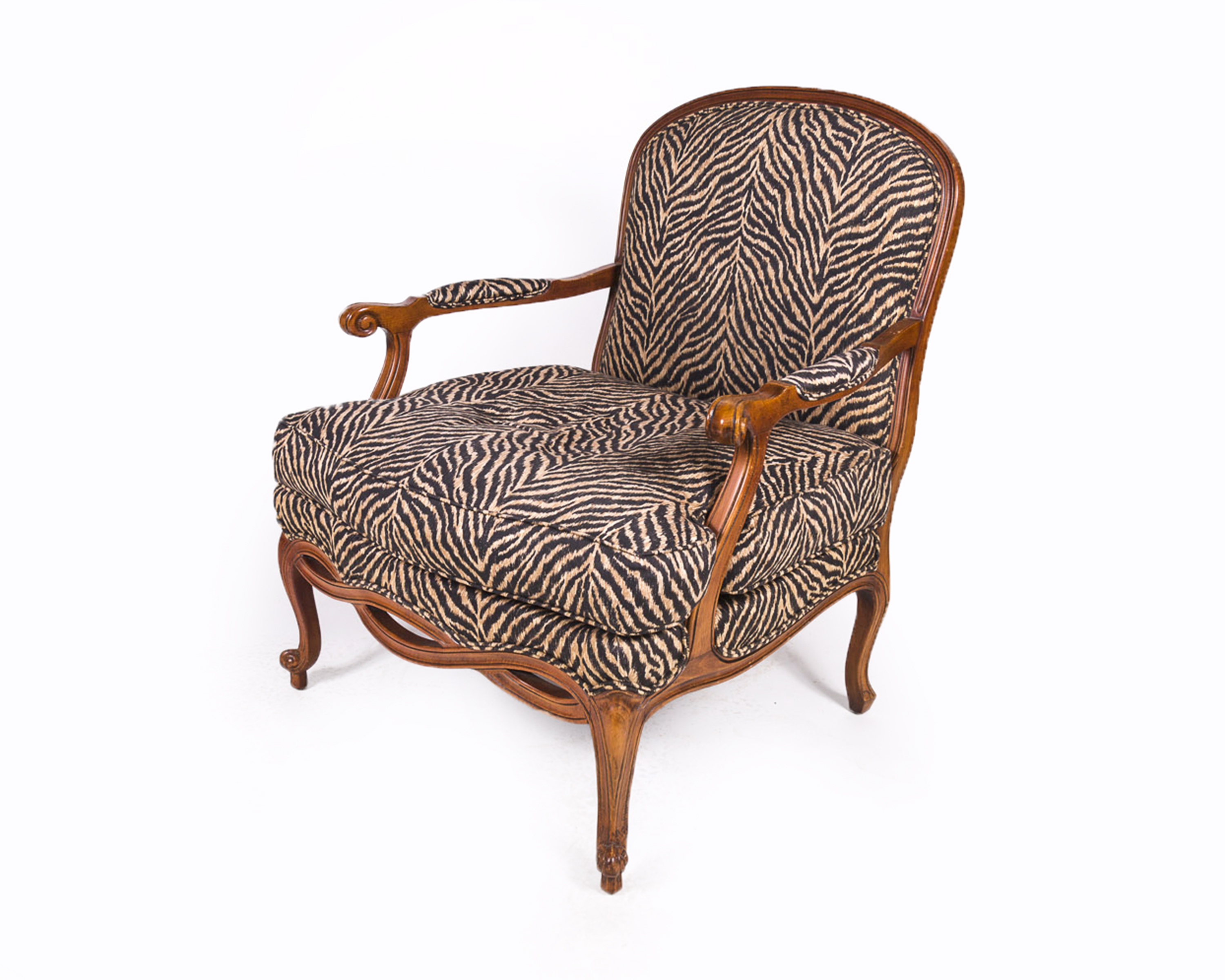 Louis XV Style Fauteuil with Ottoman by Ethan Allen