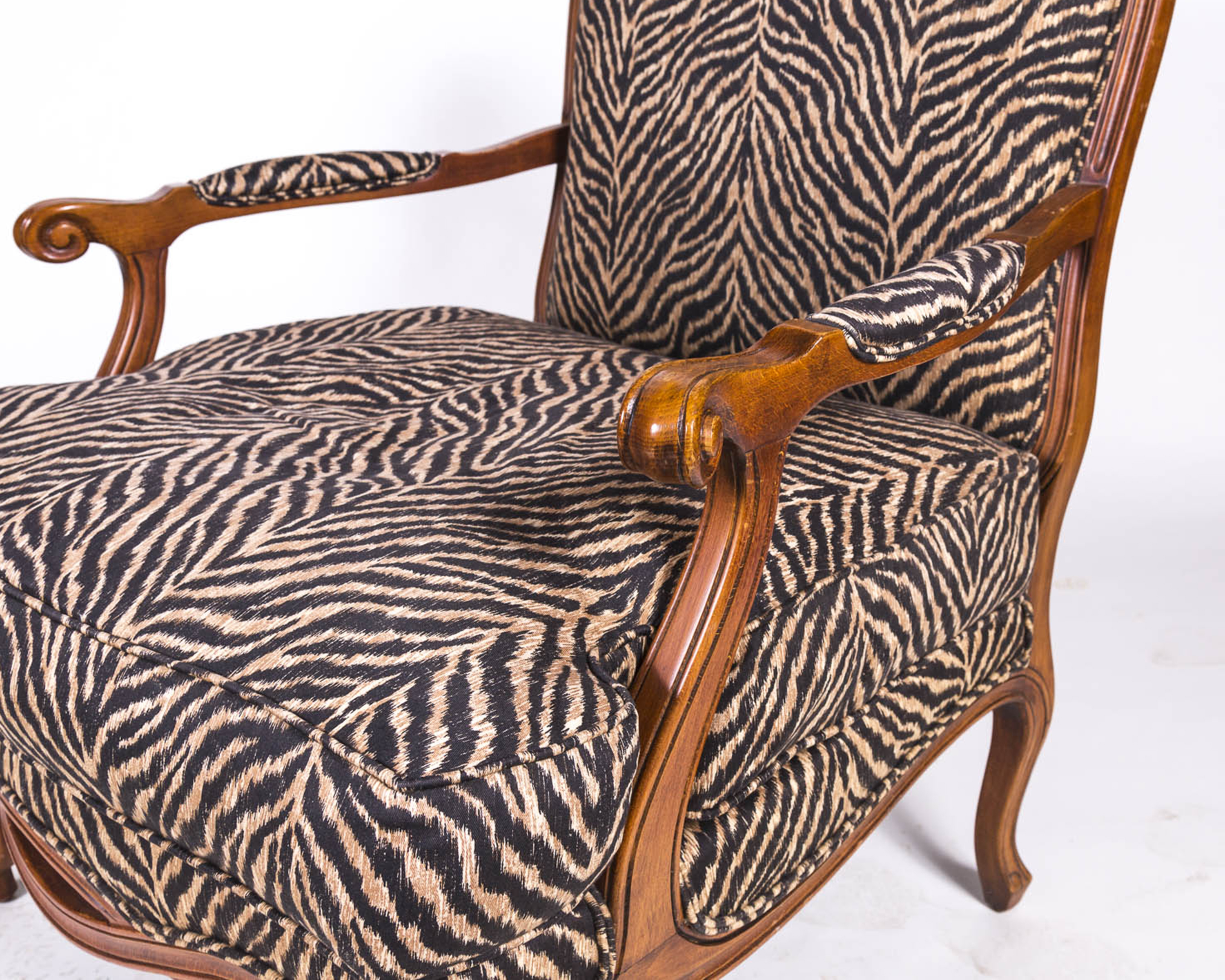 Louis XV Style Fauteuil with Ottoman by Ethan Allen