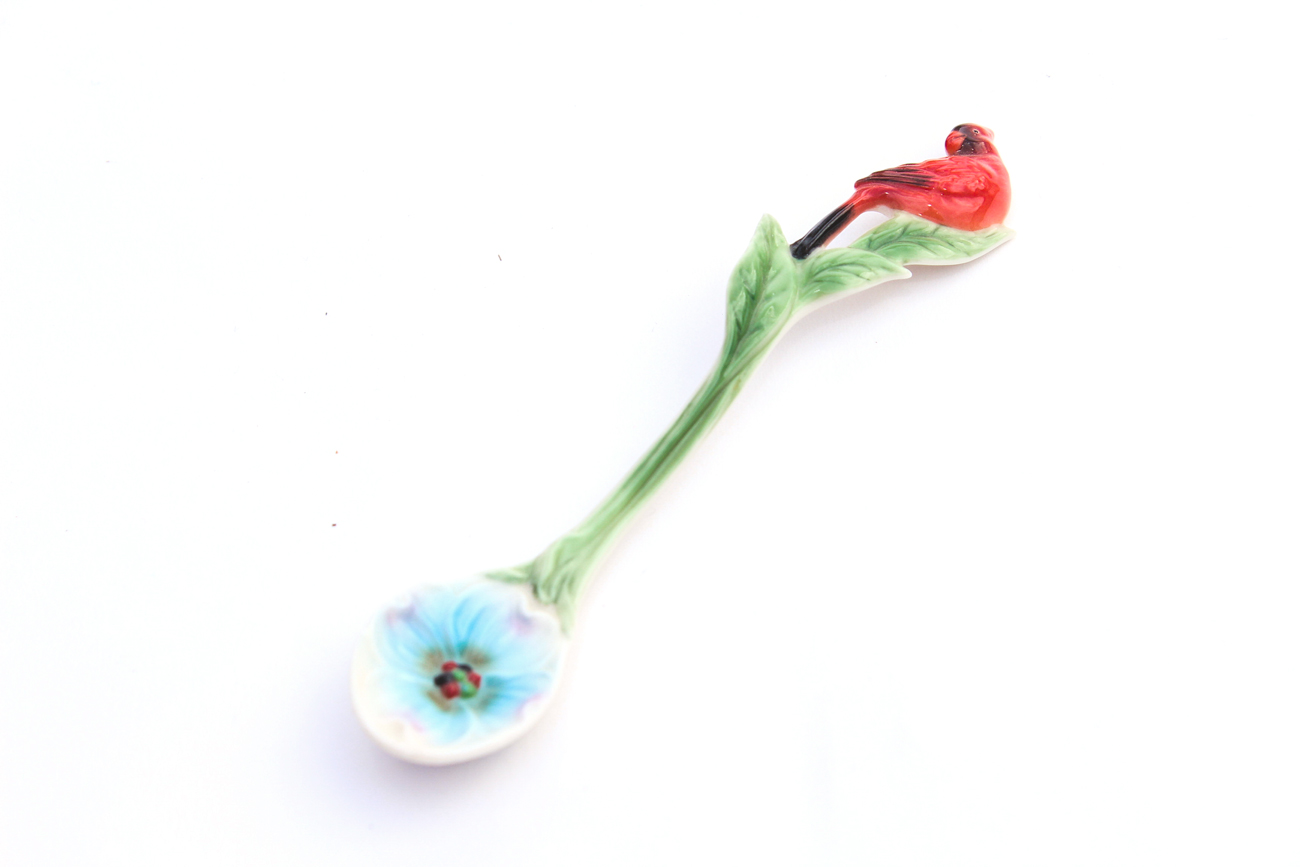 Pair of Franz Teacup, Saucer and Spoon Sets