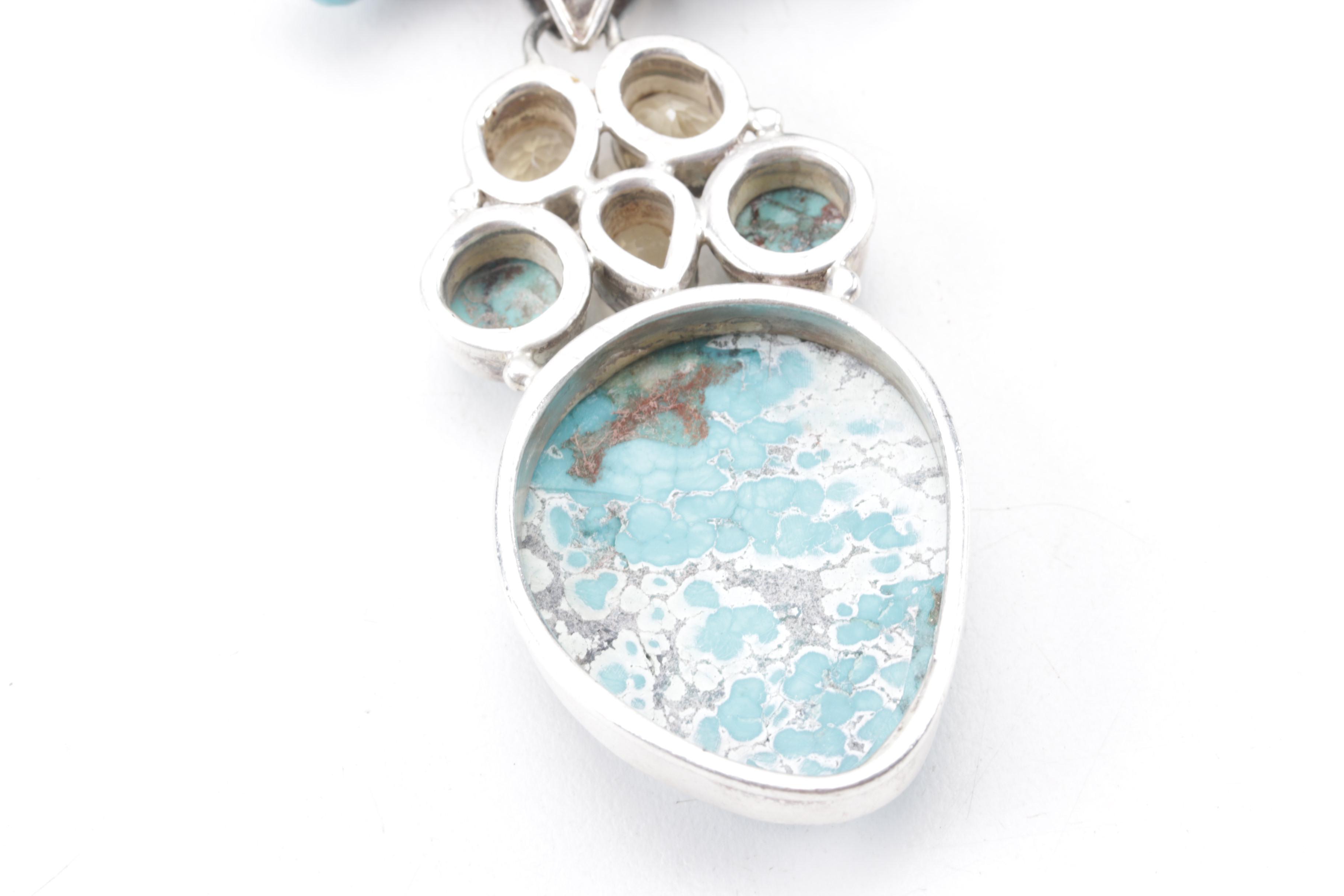 Saki Sterling Silver Turquoise, Citrine, Howlite, and Glass Necklace