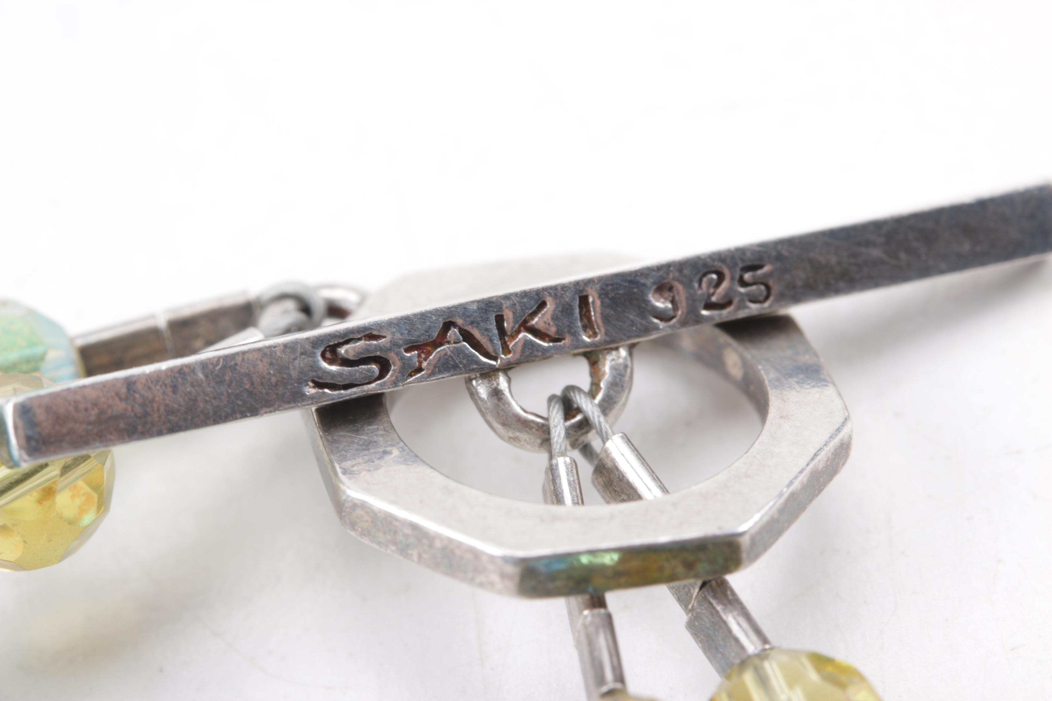 Saki Sterling Silver Turquoise, Citrine, Howlite, and Glass Necklace